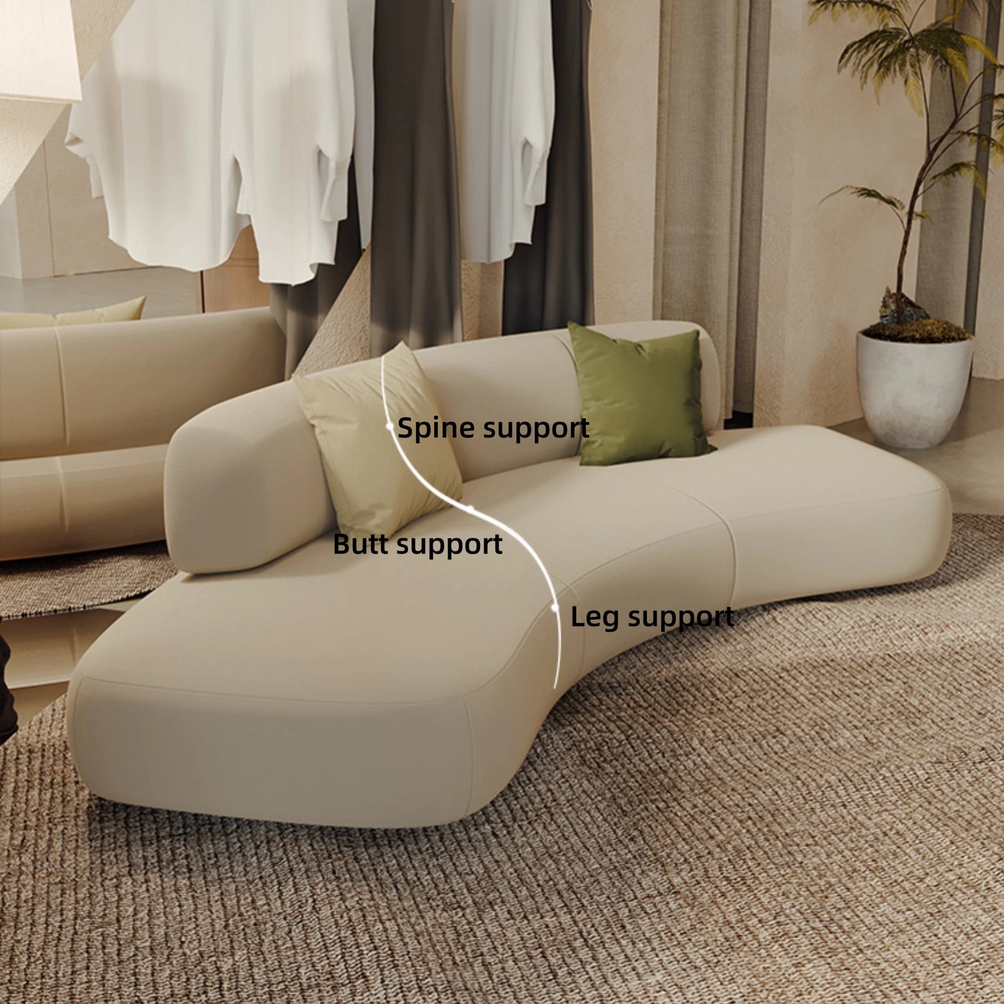 Aihm-Lon Commercial Grade Curved Sofas with Table and Chair for Fitting Room Area Ofiice  67"-91"