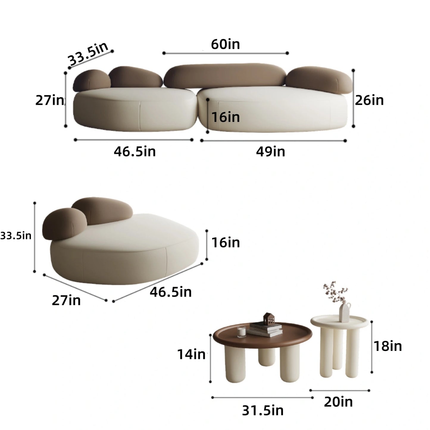 Aihm-Lon Commercial Use Sofa Set with Table and Chair for Beauty Salon Consultation Area  95.5"