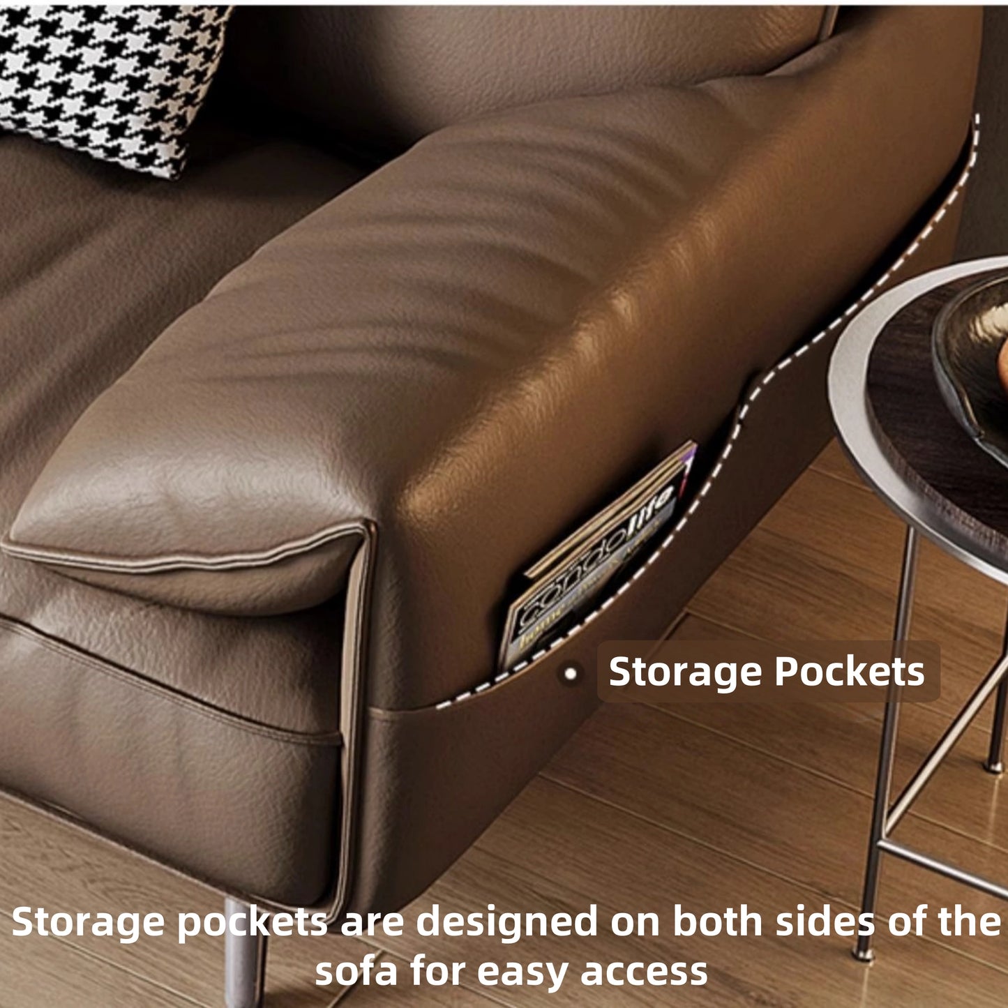 Aihm-Lon Leather Sofa Set with Table Footstool and Chair for Office 67"-120"