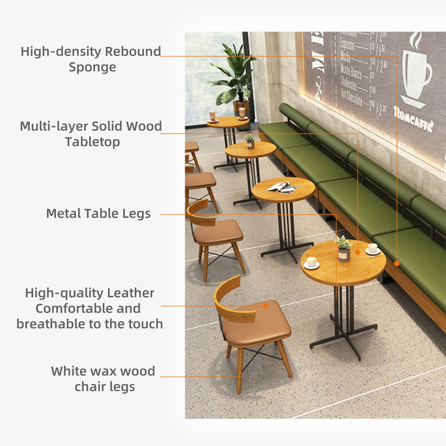 Aihm-Lon Commercial Sofa Set for Dessert Coffee Shop Rest Area 17"-47"