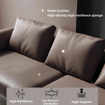 Aihm-Lon Minimalist Sofa Set with Thickened Leather and Carbon Steel Frame 46"-124"