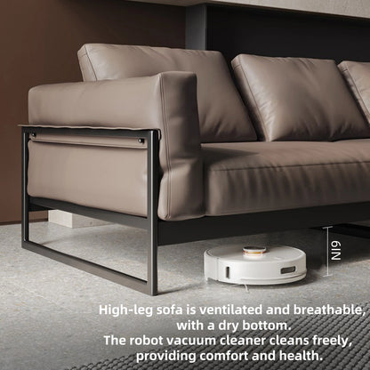 Aihm-Lon Minimalist Sofa Set with Thickened Leather and Carbon Steel Frame 46"-124"