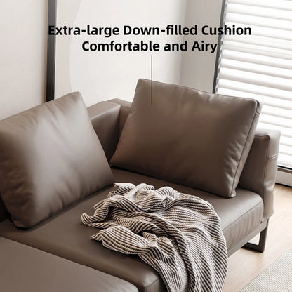 Aihm-Lon Minimalist Sofa Set with Thickened Leather and Carbon Steel Frame 46"-124"