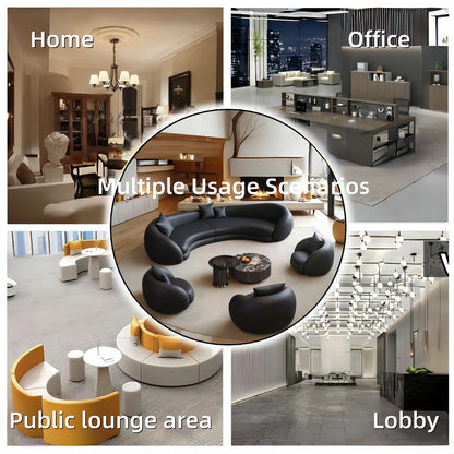 Aihm-Lon Commercial Grade Black Curved Sofa Set with Table and Chair 94"-157"