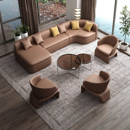 Aihm-LonCommercial Grade  Sofa Set with Round Coffee Table and Accent Chair 95"-142"