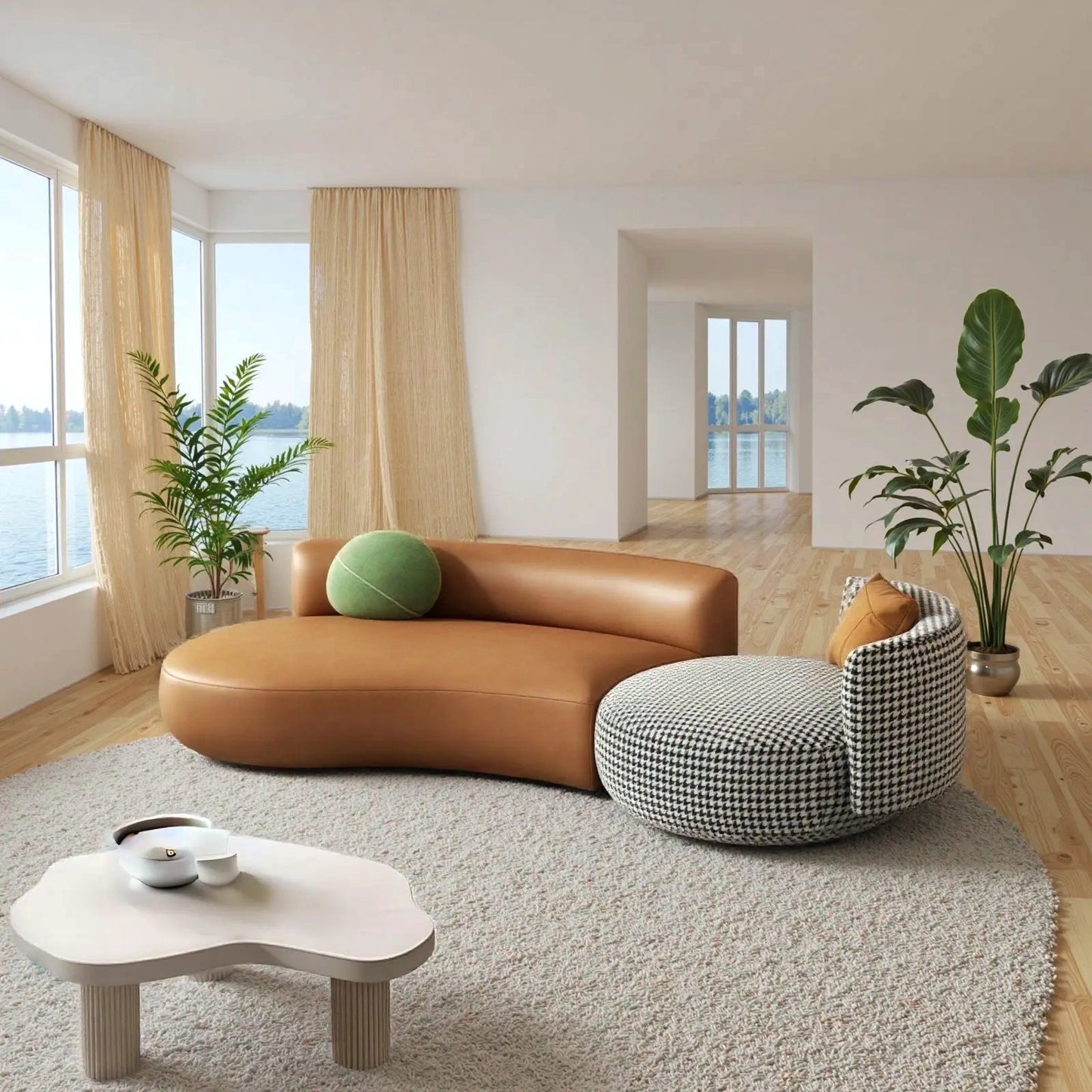 Aihm-Lon Commercial Grade  Sectional Sofa Set with Stool and Coffee Table 94"-142"