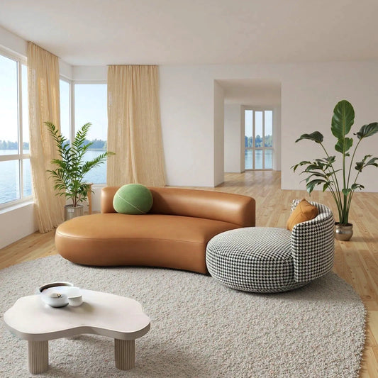 Aihm-Lon Commercial Grade  Sectional Sofa Set with Stool and Coffee Table 94"-142"