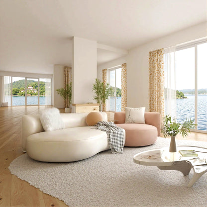 Aihm-Lon Commercial Grade  Sectional Sofa Set with Stool and Coffee Table 94"-142"