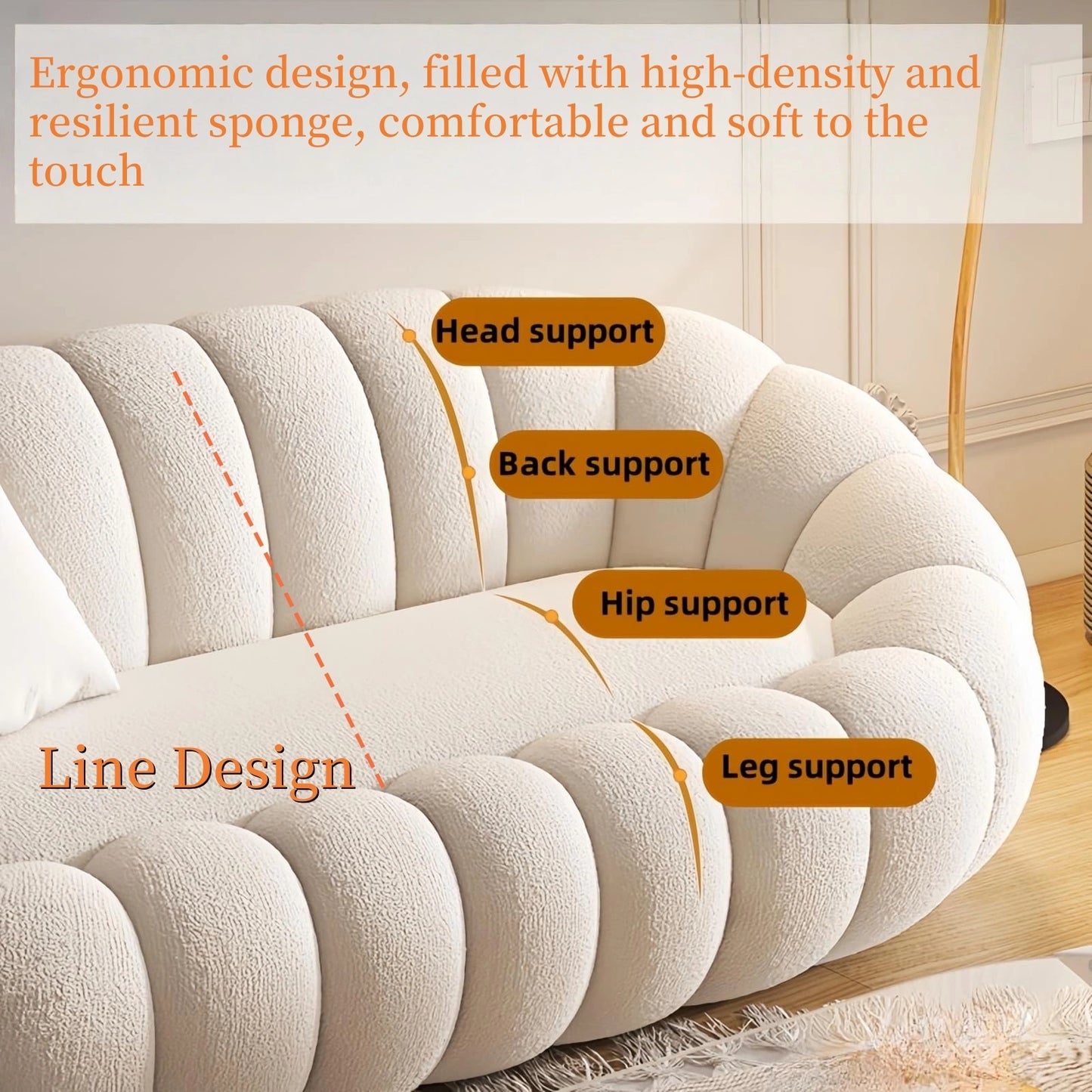 Aihm-Lon Commercial Grade Sofa Set with White Coffee Table and Stool 71"