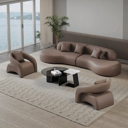 Aihm-Lon Commercial Grade Curved Grey Sofa Set with Table Chair 94"-158"