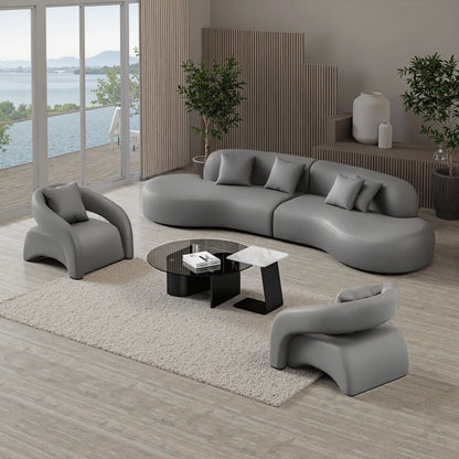 Aihm-Lon Commercial Grade Curved Grey Sofa Set with Table Chair 94"-158"