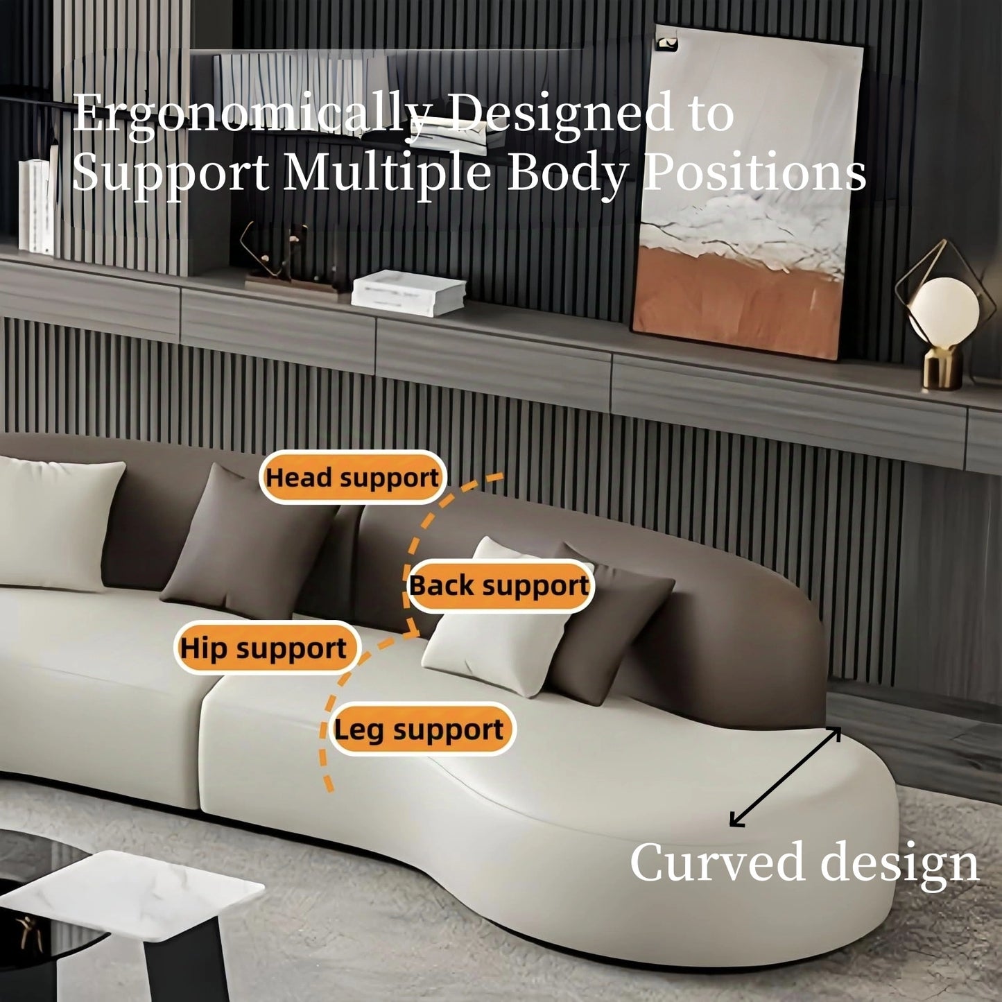 Aihm-Lon Commercial Grade Curved Grey Sofa Set with Table Chair 94"-158"