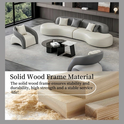 Aihm-Lon Commercial Grade Curved Grey Sofa Set with Table Chair 94"-158"