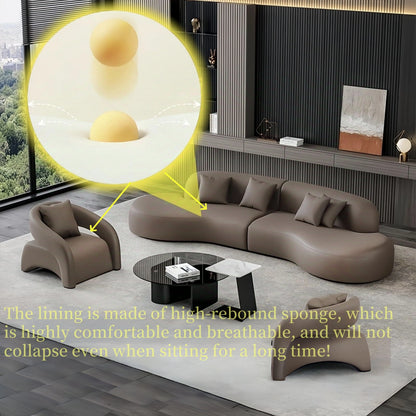 Aihm-Lon Commercial Grade Curved Grey Sofa Set with Table Chair 94"-158"