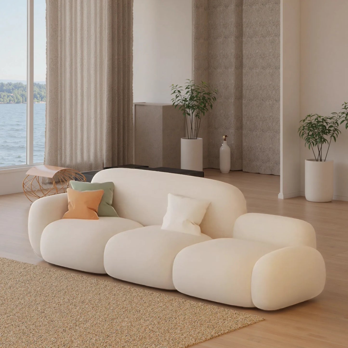 Aihm-Lon Commercial Grade White Sofa Set with Table Chair for Client Seating Area 83"-98"