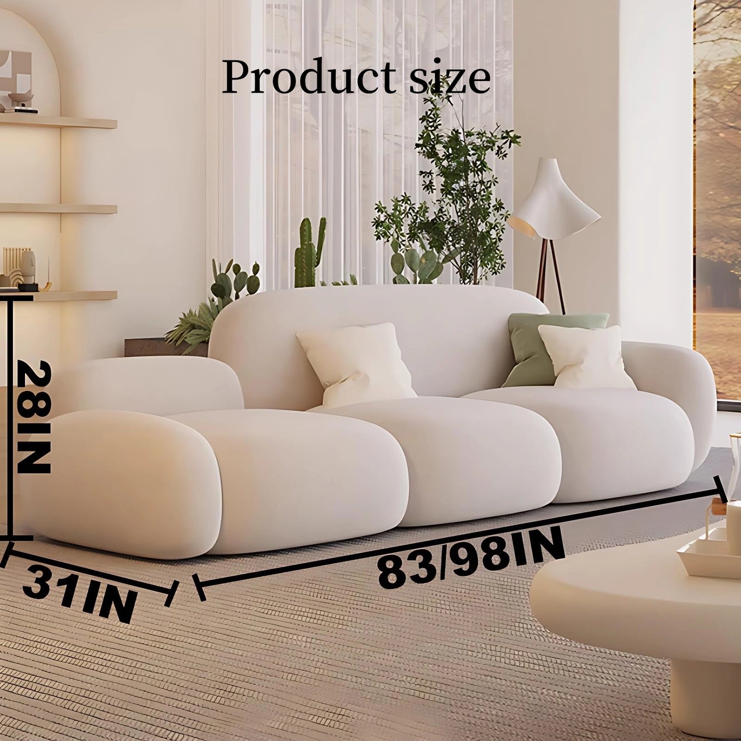 Aihm-Lon Commercial Grade White Sofa Set with Table Chair for Client Seating Area 83"-98"