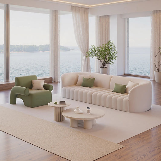 Aihm-Lon Commercial Grade  Leather Sofa Set with Table Chair 87"-120"