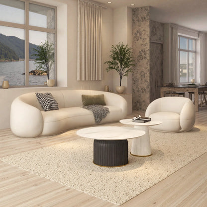 Aihm-Lon Commercial Grade Leather Sofa Set with Coffee Table Chair 83"-107"