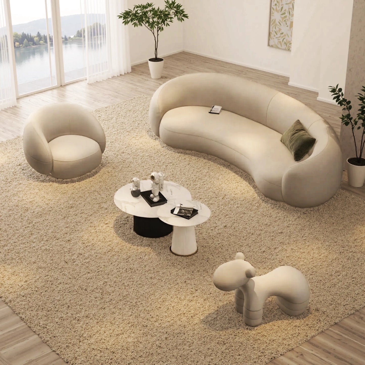 Aihm-Lon Commercial Grade Leather Sofa Set with Coffee Table Chair 83"-107"