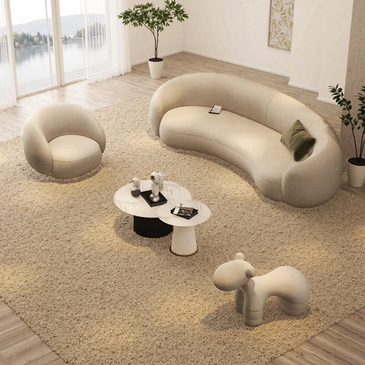 Aihm-Lon Commercial Grade Leather Sofa Set with Coffee Table Chair 83"-107"