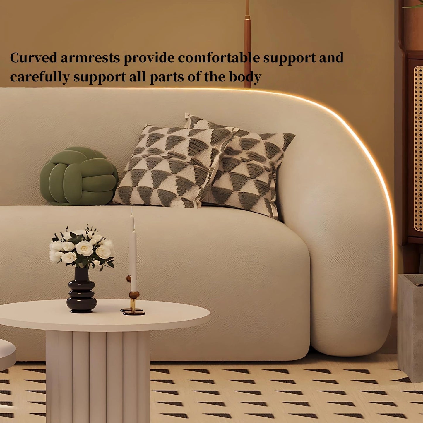 Aihm-Lon Commercial Use Curved Sectional Sofa Set with Chair and Table 94.5"