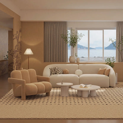 Aihm-Lon Commercial Use Curved Sectional Sofa Set with Chair and Table 94.5"