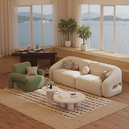 Aihm-Lon Commercial Use Curved Sectional Sofa Set with Chair and Table 94.5"