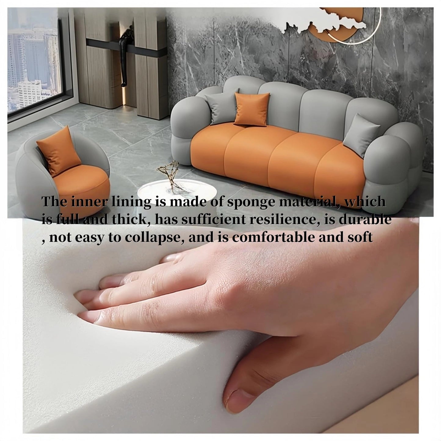 Aihm-Lon Commercial Use Grey Sofa Set with Stool and Coffee Tables for Reception Area 63"-102"