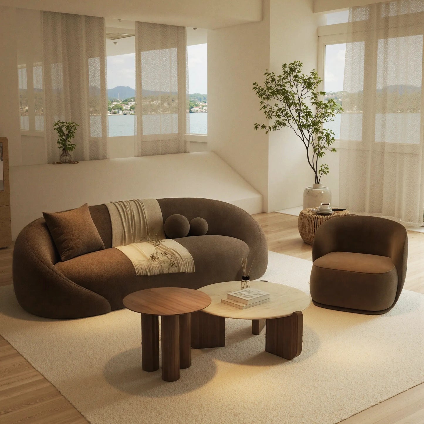 Aihm-Lon Commercial Grade sofa Set with Wood Coffee Table and Chair 67"-94"