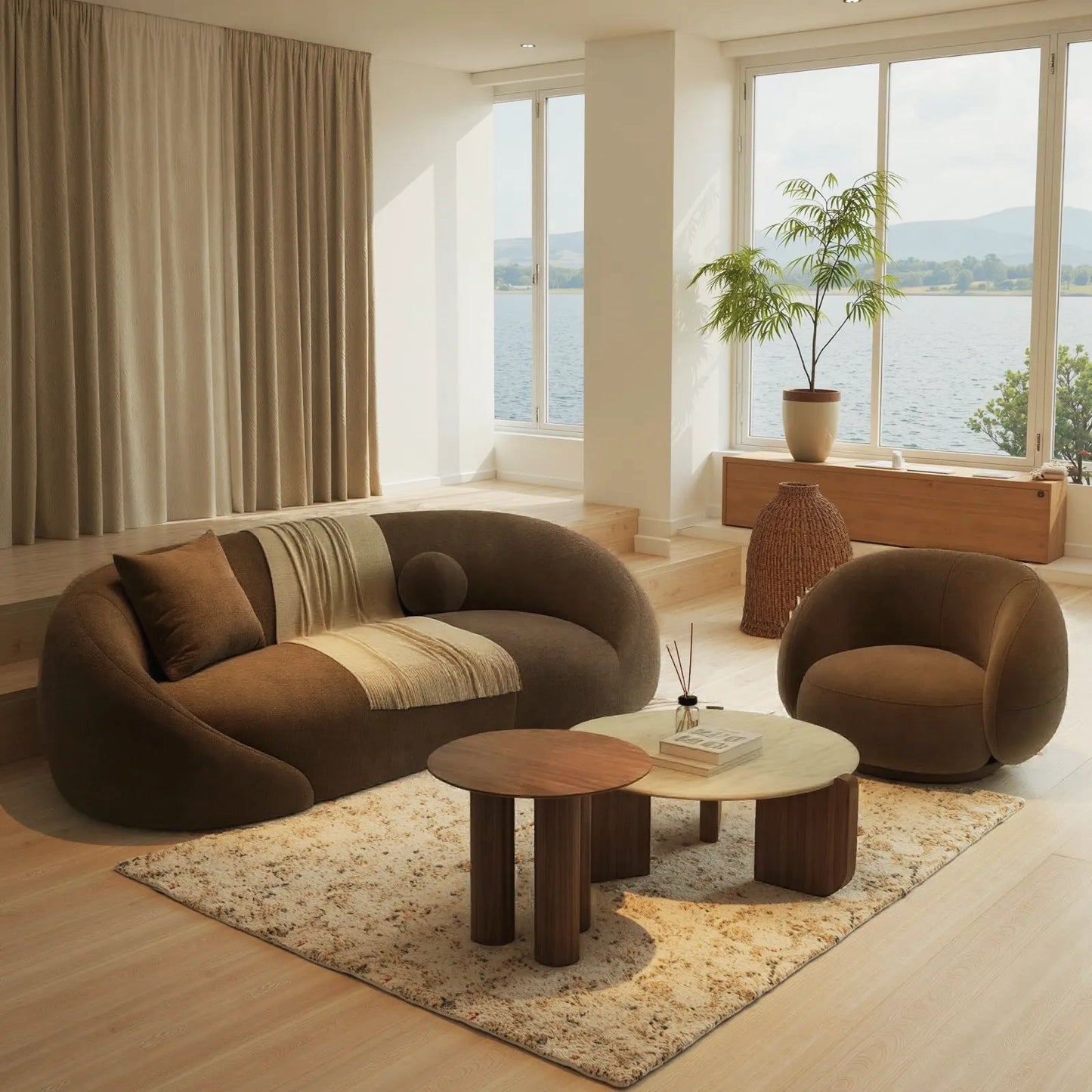 Aihm-Lon Commercial Grade sofa Set with Wood Coffee Table and Chair 67"-94"