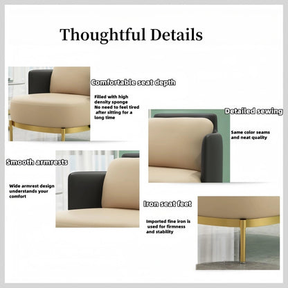 Aihm-Lon Commercial Grade Beige Minimalist Sofa Set with Stool and Coffee Table 71"