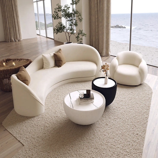 Aihm-Lon Commercial Grade White Sofa Set with Stool and Coffee Tables for Lobby Reception Area 79"-100"