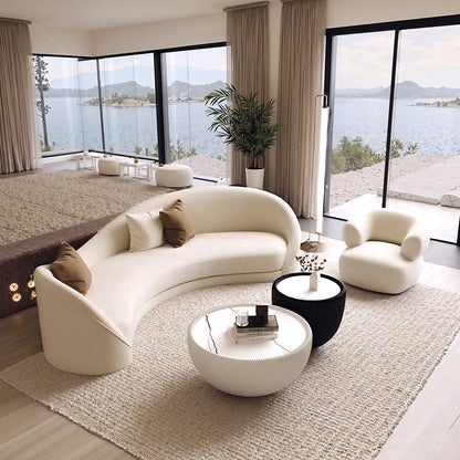 Aihm-Lon Commercial Grade White Sofa Set with Stool and Coffee Tables for Lobby Reception Area 79"-100"