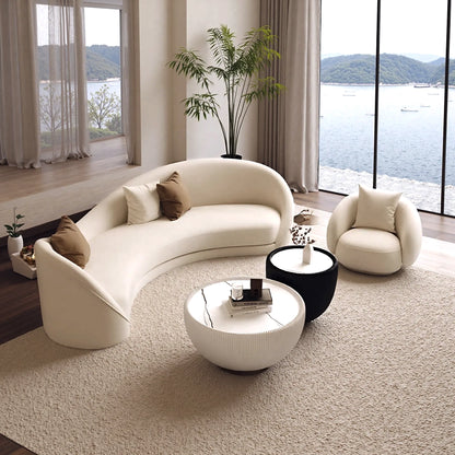 Aihm-Lon Commercial Grade White Sofa Set with Stool and Coffee Tables for Lobby Reception Area 79"-100"