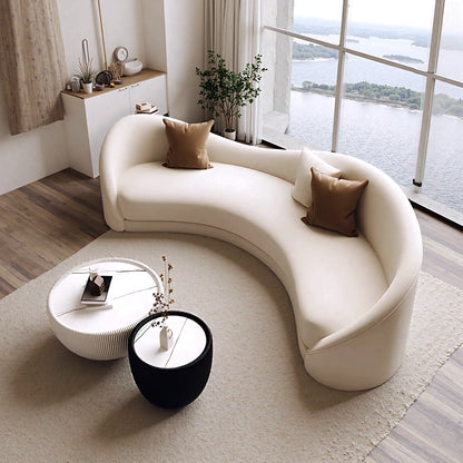 Aihm-Lon Commercial Grade White Sofa Set with Stool and Coffee Tables for Lobby Reception Area 79"-100"