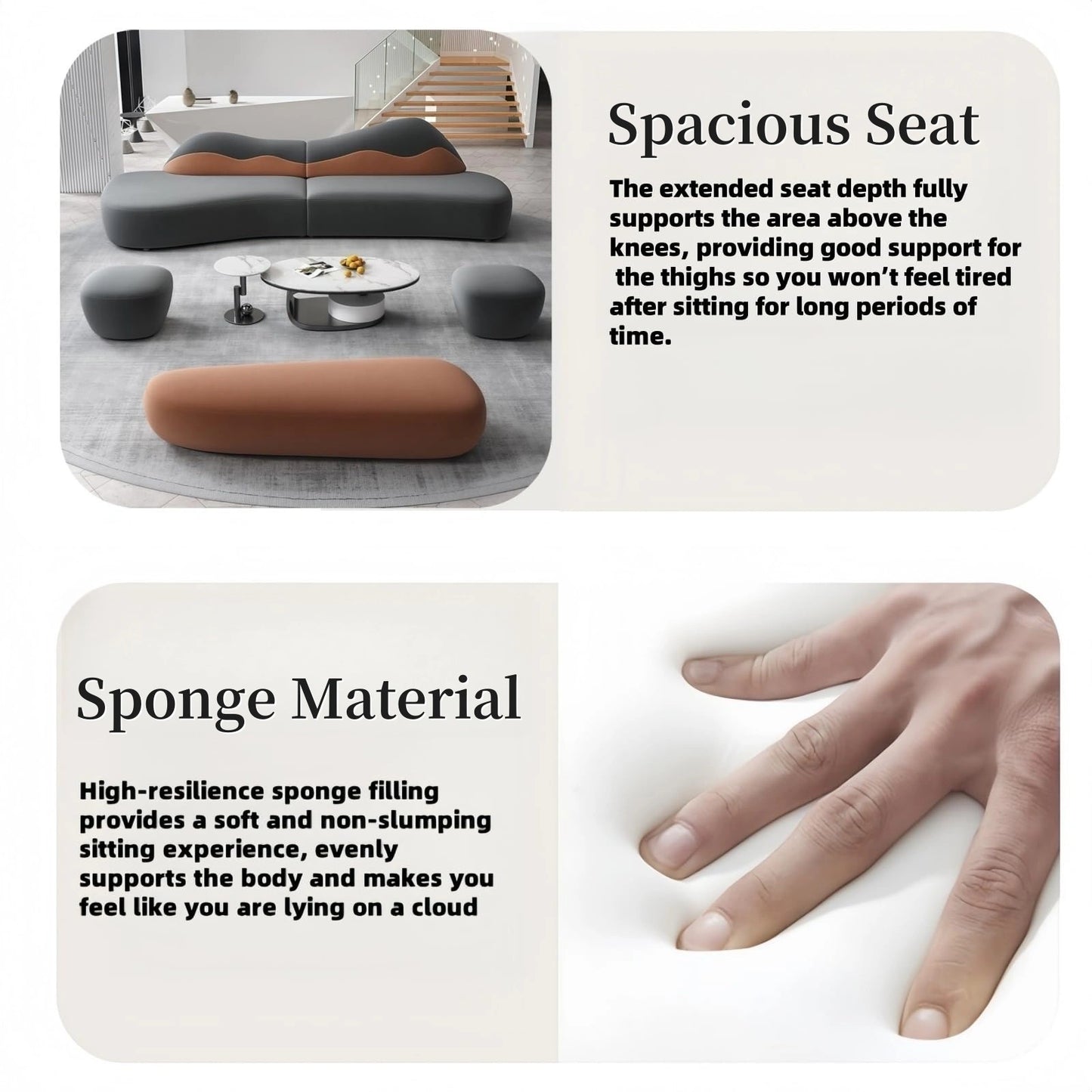 Aihm-Lon Commercial Grade Sofa Set with Stool and Coffee Tables 94"-142"