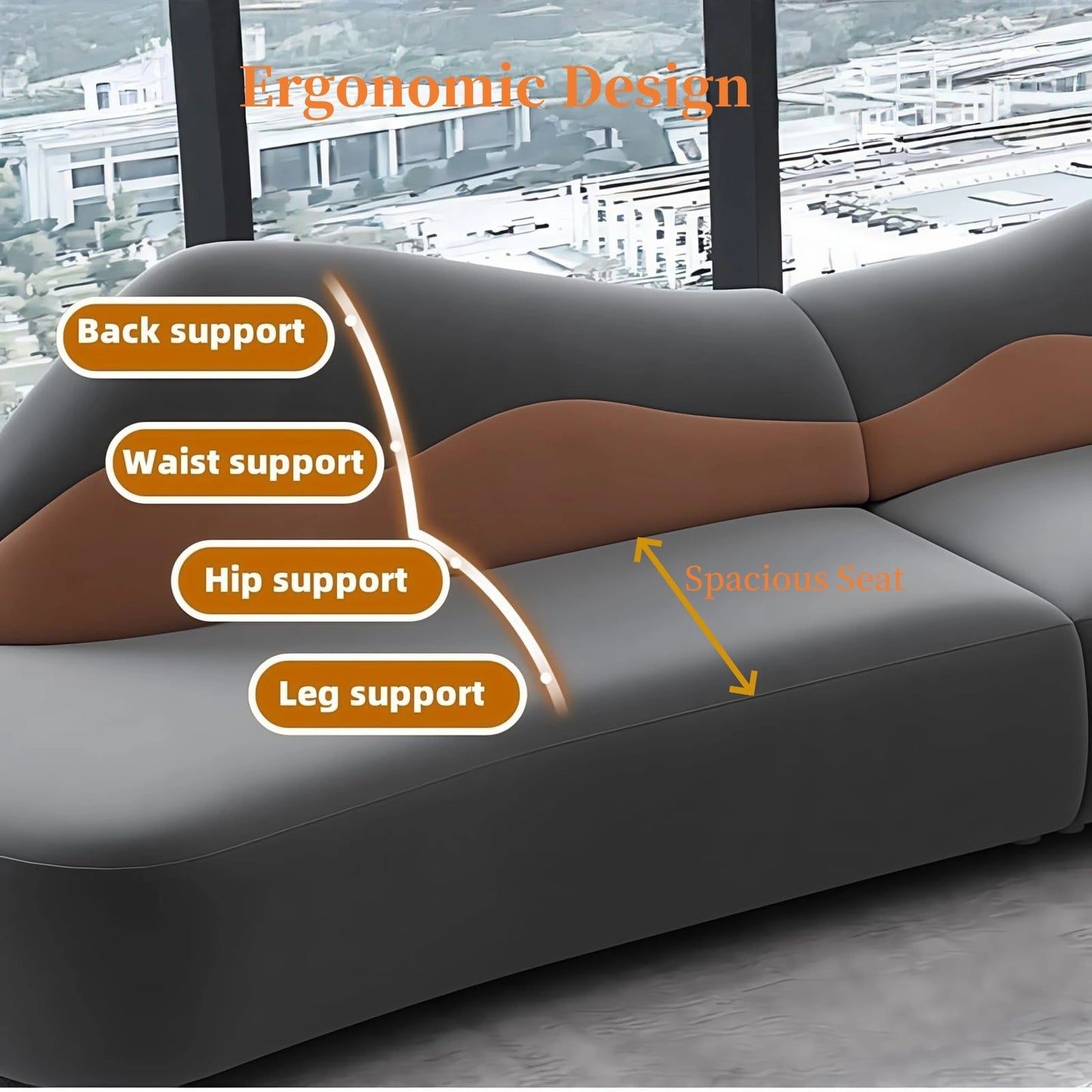 Aihm-Lon Commercial Grade Sofa Set with Stool and Coffee Tables 94"-142"