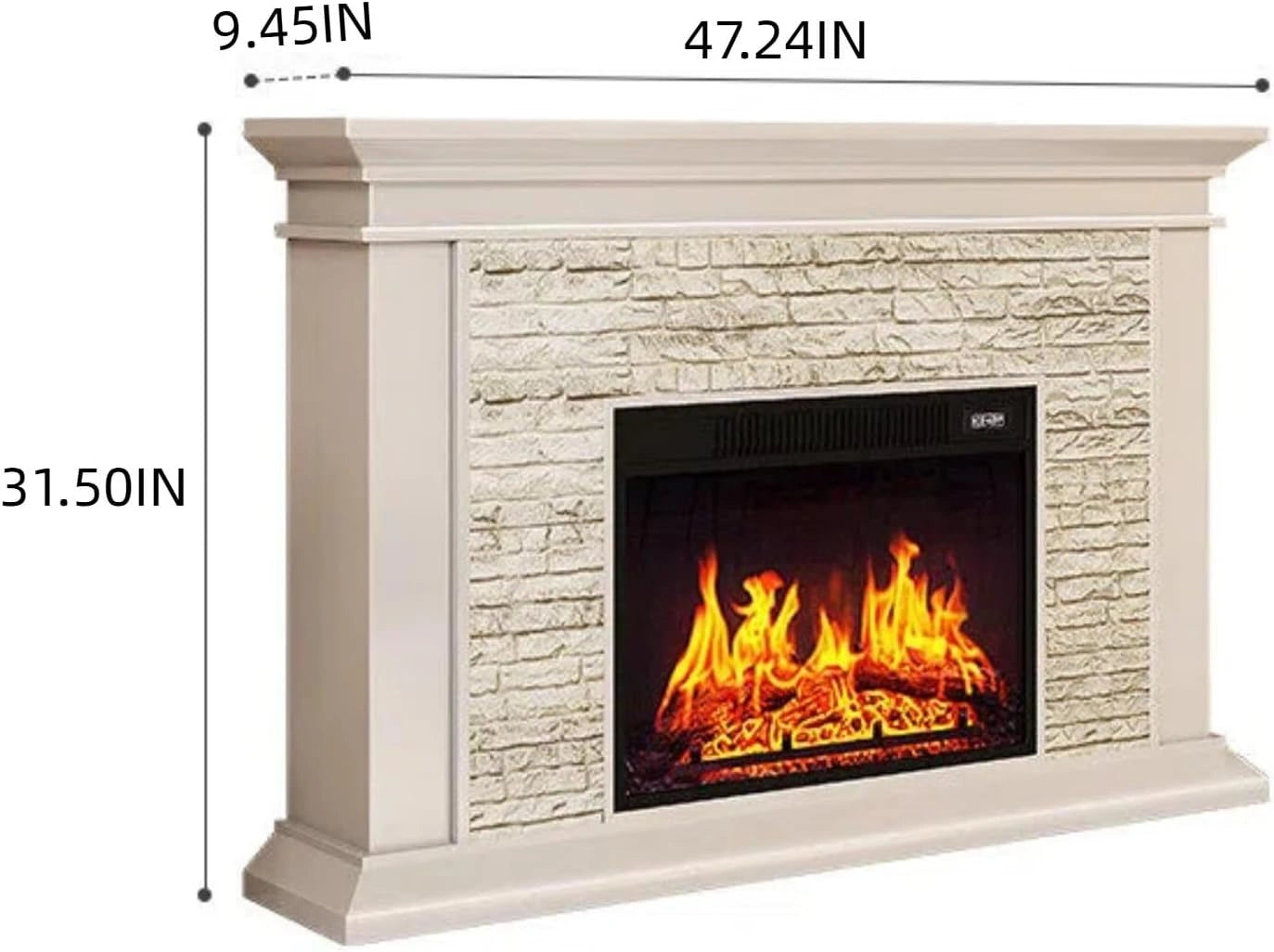 Aihm-Lon Rustic Electric Fireplace Includes Faux Stone Texture 47”