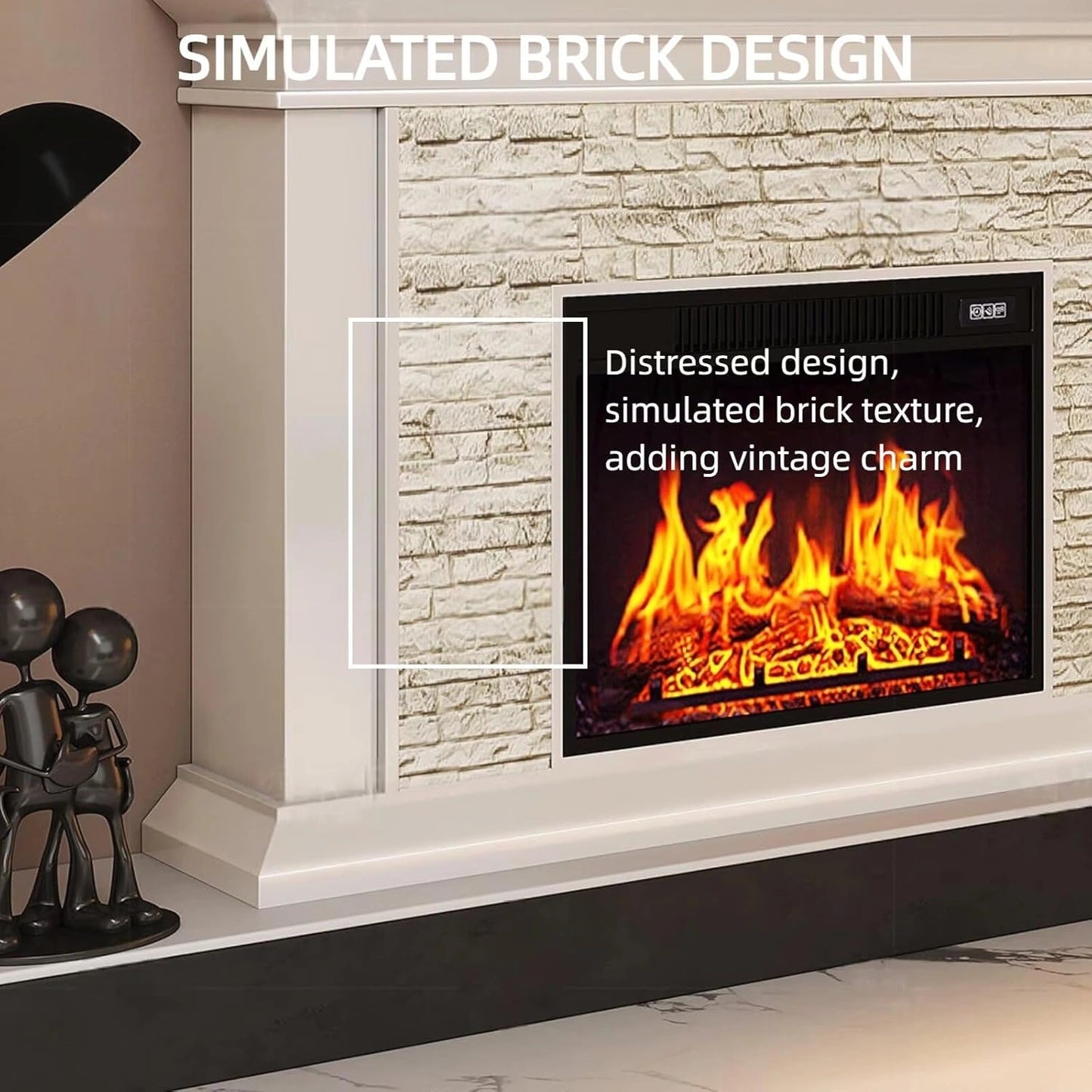 Aihm-Lon Rustic Electric Fireplace Includes Faux Stone Texture 47”