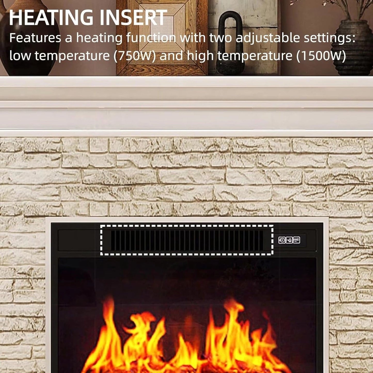 Aihm-Lon Rustic Electric Fireplace Includes Faux Stone Texture 47”