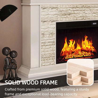 Aihm-Lon Rustic Electric Fireplace Includes Faux Stone Texture 47”
