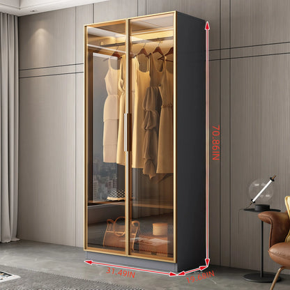 Aihm-Lon Wardrobes with Metal Frame Design Storage Shelves 55"-94"