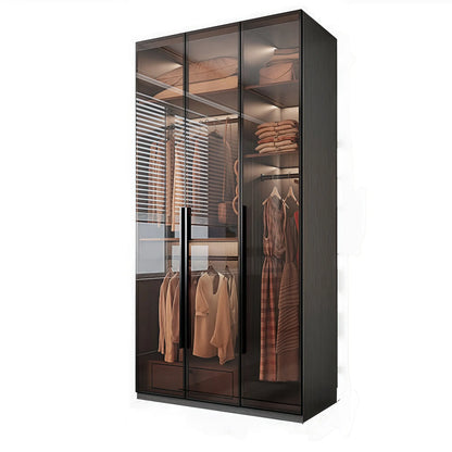 Aihm-Lon Luxurious Wardrobe with Glass Doors Drawers and Shelves 35"-94"
