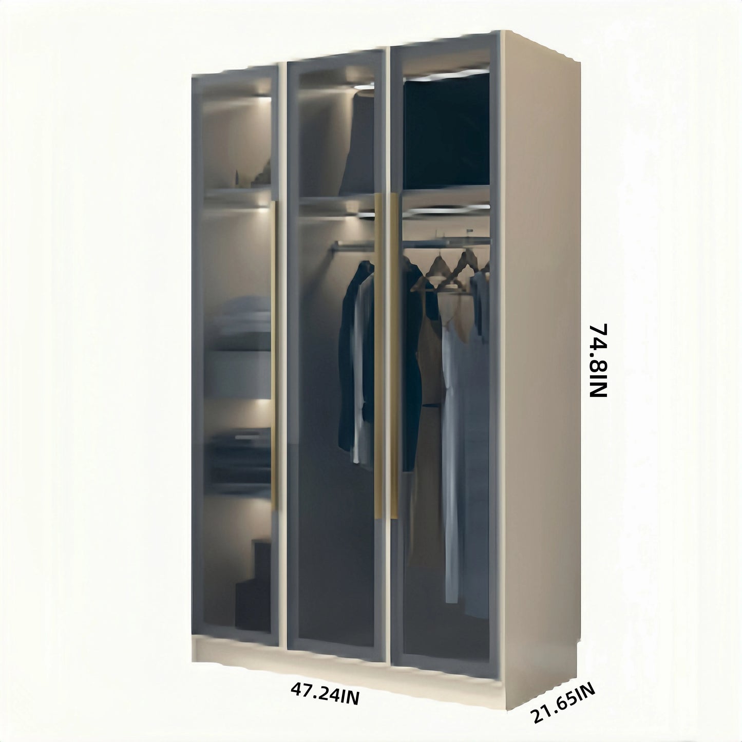 Aihm-Lon Wardrobes with Multi-Layer Storage Function and Smart Auto-Illumination 24"-94"