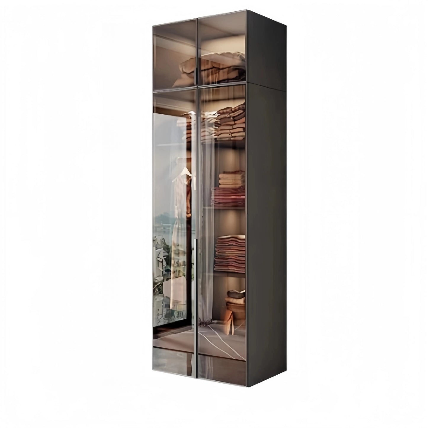 Aihm-Lon Wardrobe with Transparent Glass Doors and Sensor Light 63"-94"