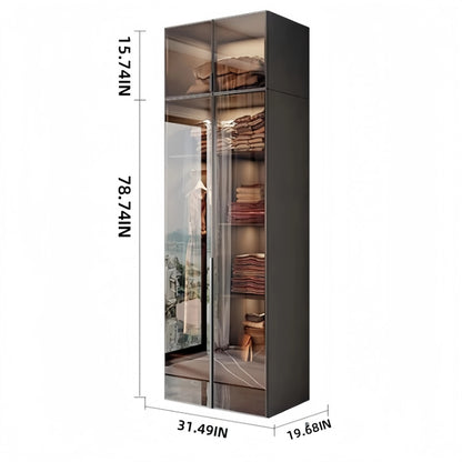 Aihm-Lon Wardrobe with Transparent Glass Doors and Sensor Light 63"-94"