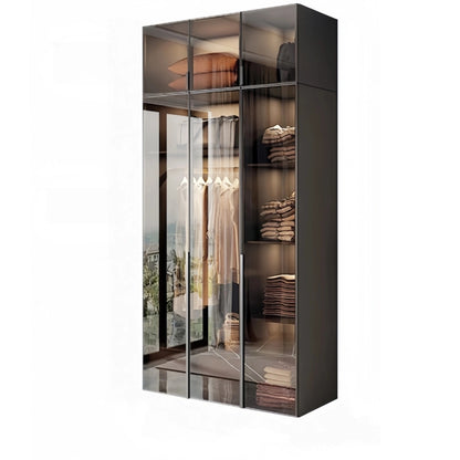 Aihm-Lon Wardrobe with Transparent Glass Doors and Sensor Light 63"-94"