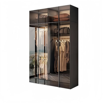 Aihm-Lon Wardrobe with Transparent Glass Doors and Sensor Light 63"-94"