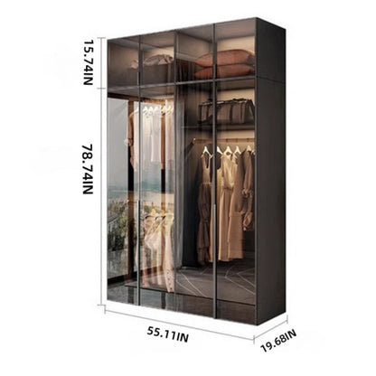 Aihm-Lon Wardrobe with Transparent Glass Doors and Sensor Light 63"-94"