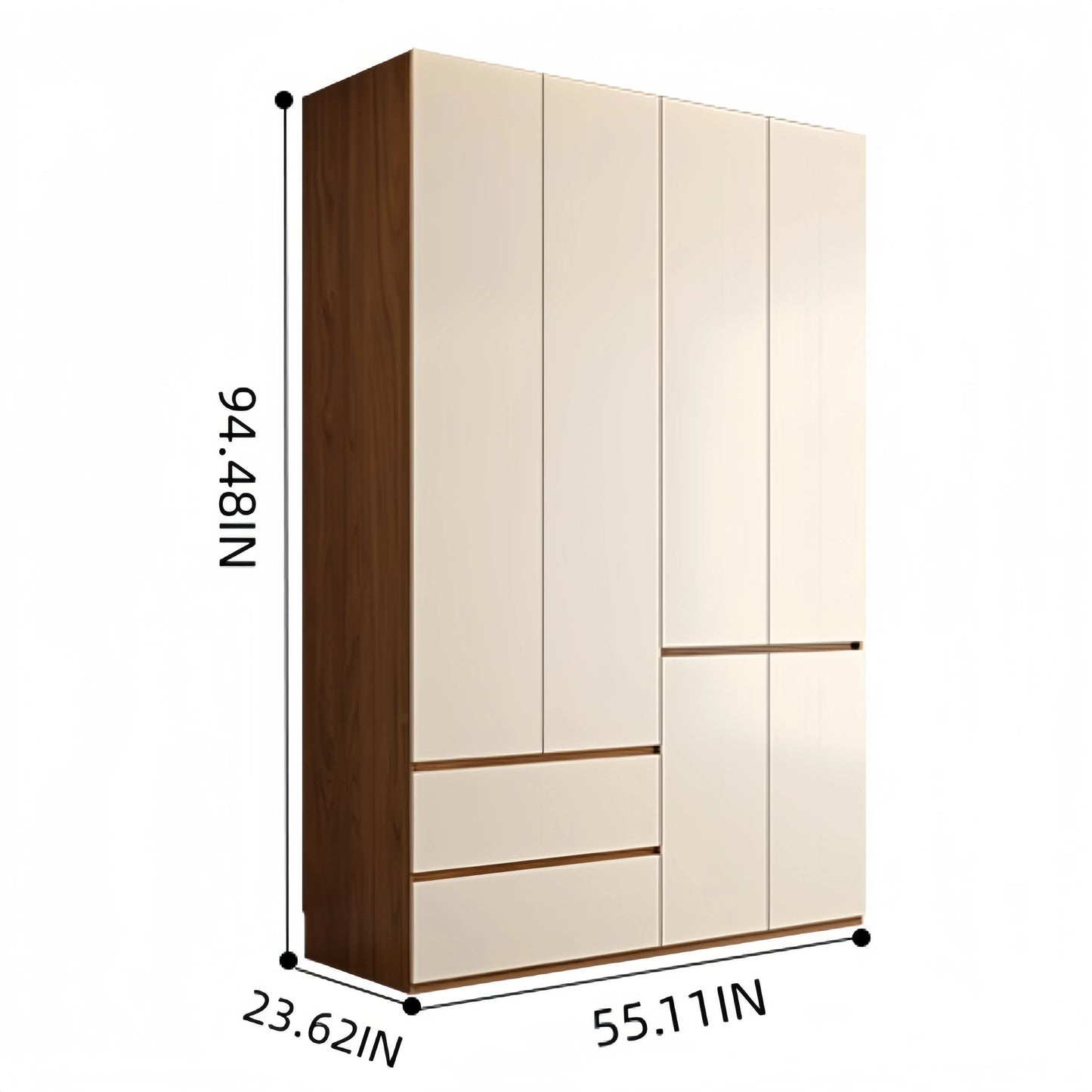 Aihm-Lon Wooden Wardrobe with Multiple Storage Spaces 63"-94"